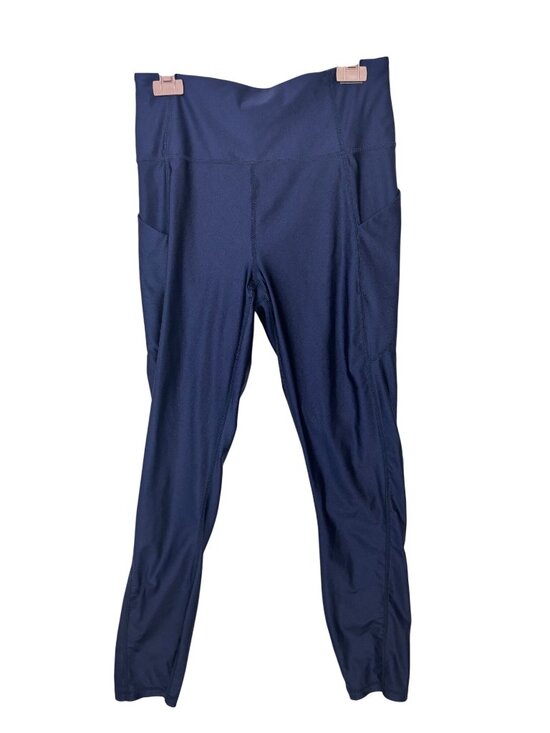 Pants - ✨3/$30 Fabletics M High-Waisted Shiny Navy Blue Leggings W/Pockets Activewear
